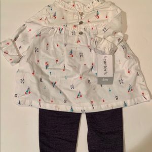 Carters, Infant Girls, White Print Top w Leggings